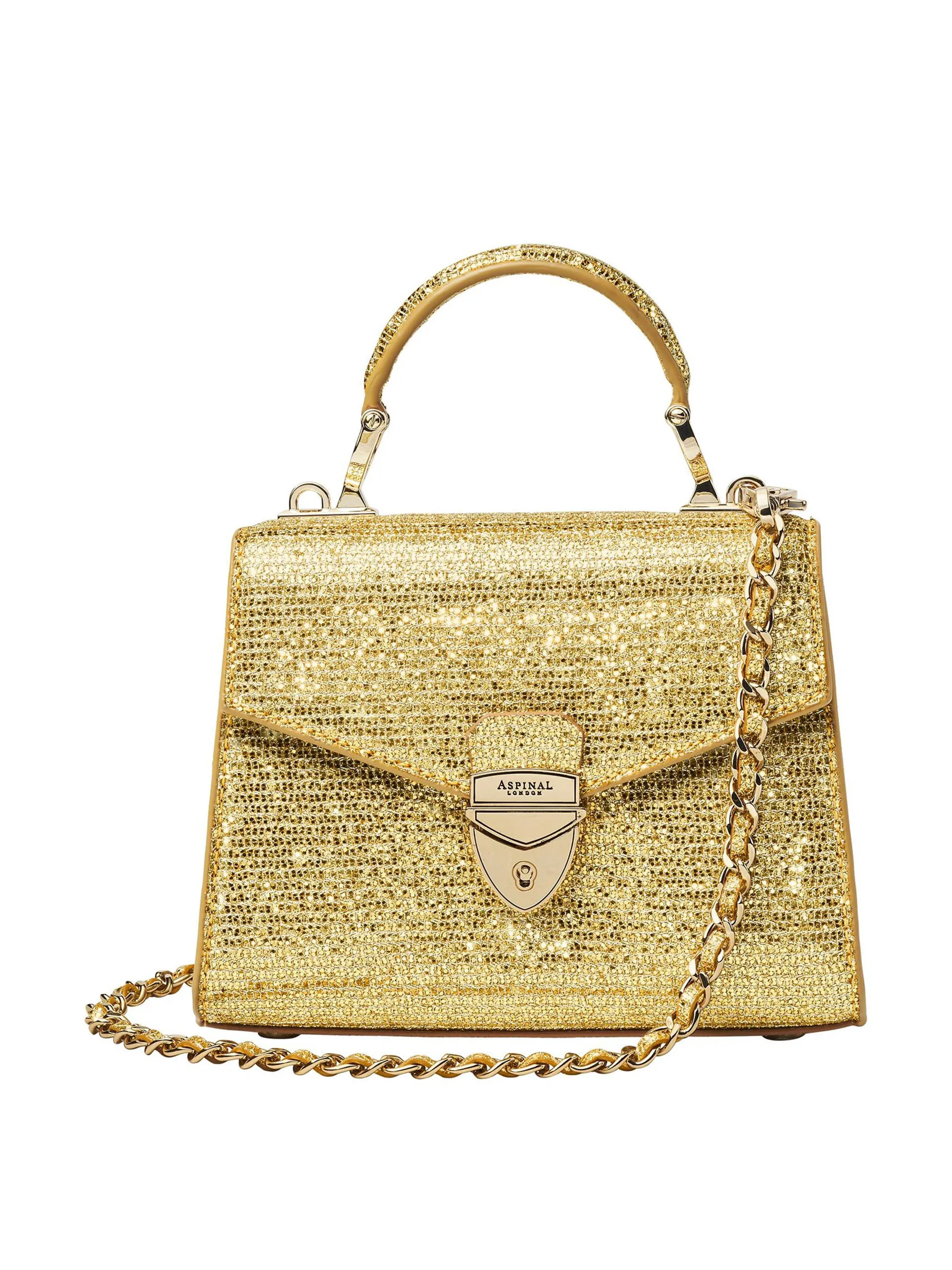 Mini Mayfair 2 bag in gold stardust glitter