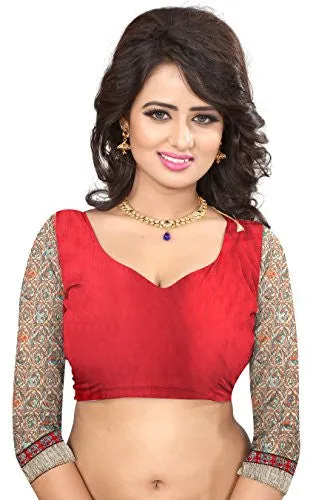 Oomph! Women's Georgette Sarees Party Wear/Fancy Georgette Sarees/Printed Georgette Sarees - Scarlet &amp; Sandstone Orange