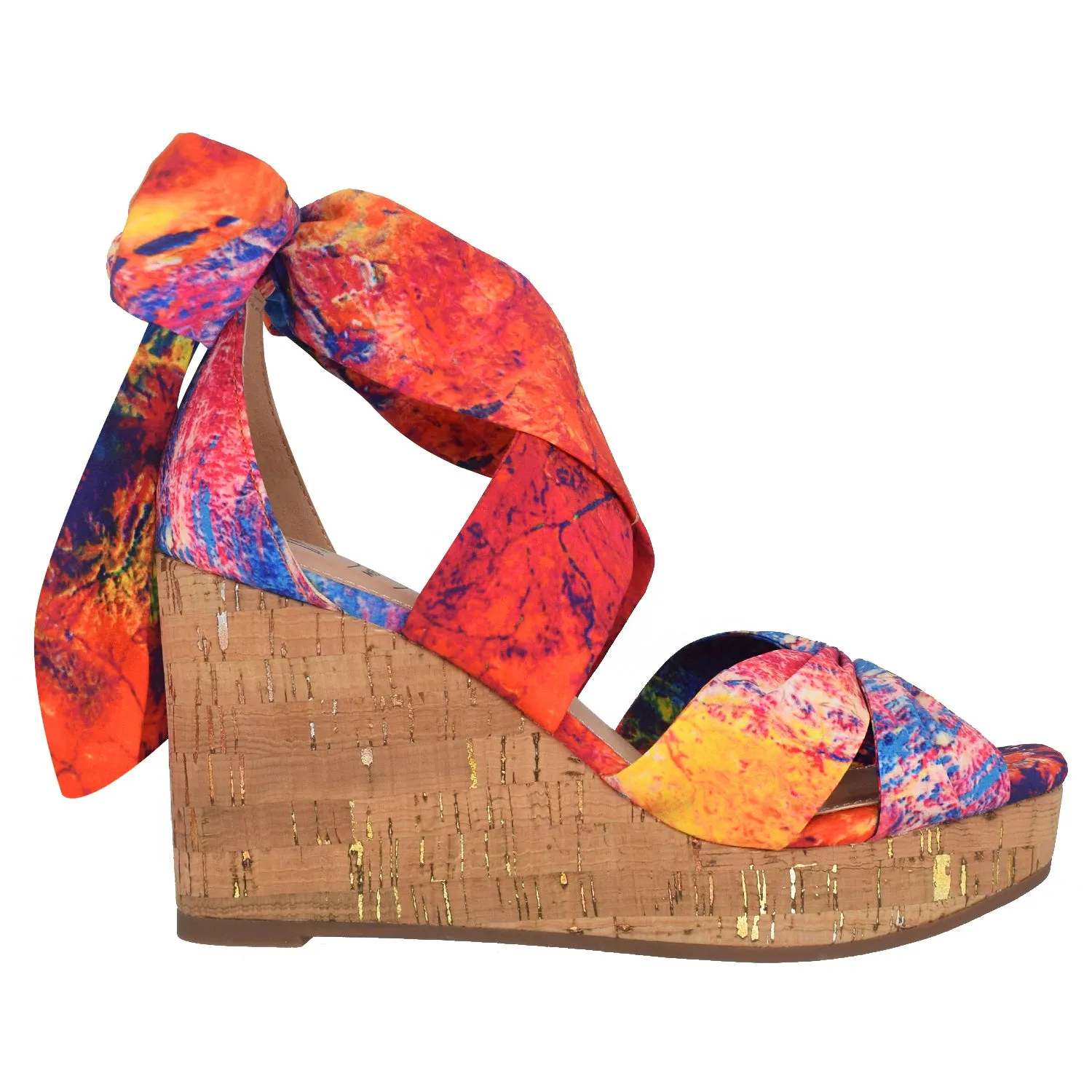 Orabelle Ankle Wrap Platform Wedge Sandal with Memory Foam