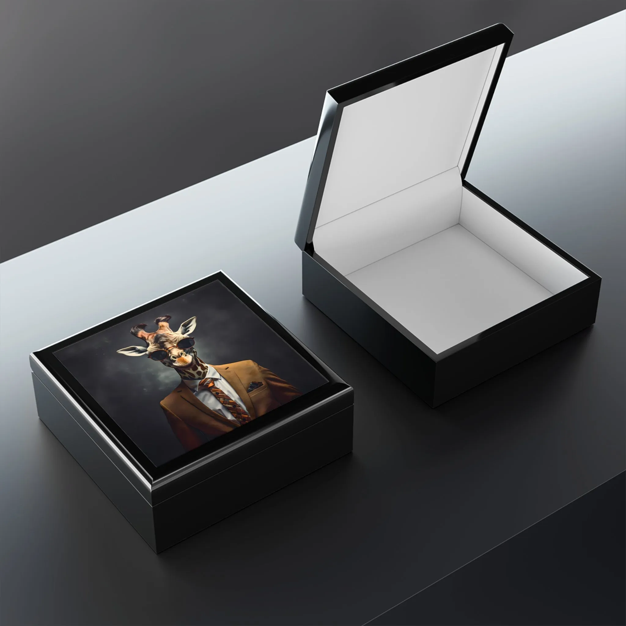 Professional Giraffe Portrait Art Jewelry Keepsake Box