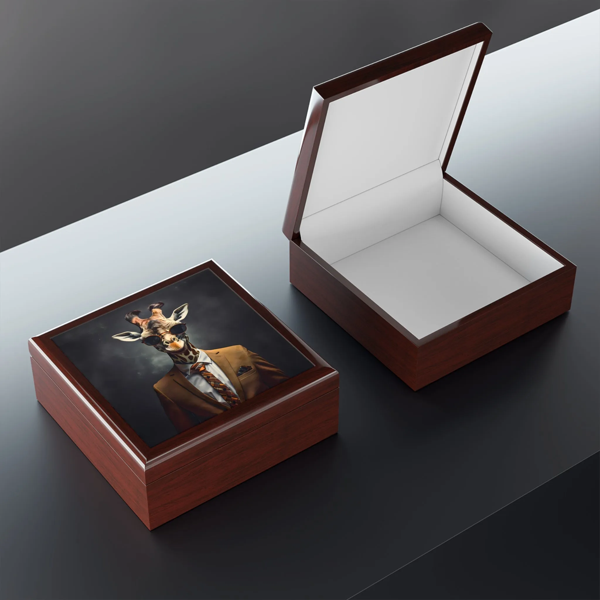 Professional Giraffe Portrait Art Jewelry Keepsake Box