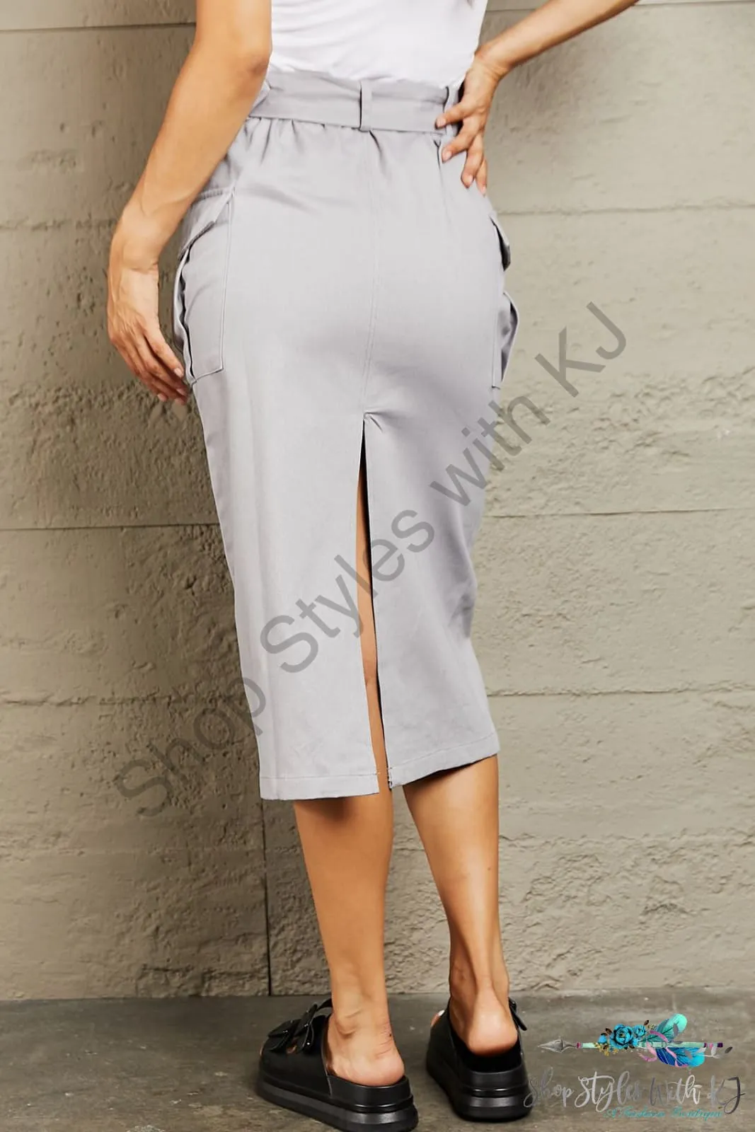 Professional Poise Buckled Midi Skirt