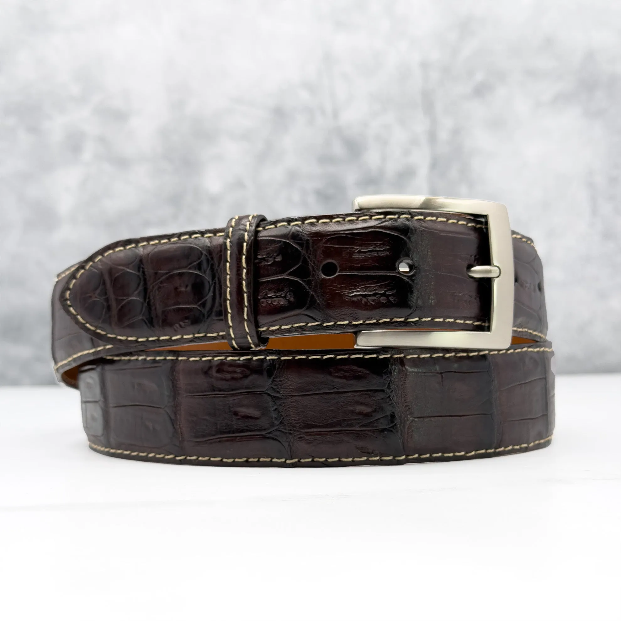 Ready To Ship Caiman Belt: Hickory Brown (1.5" Width)