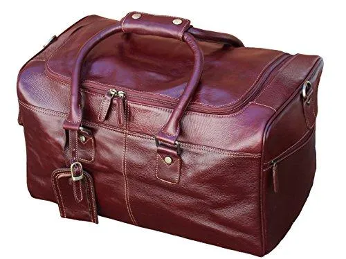 STARHIDE Genuine Leather Duffle Holdall Overnight Travel Weekend Gym Sports Luggage Flight Carry On Cabin Bag 545 Brown