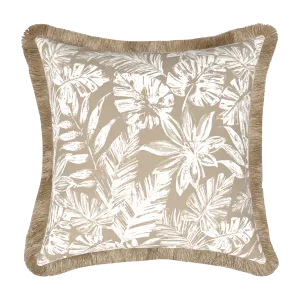 Tahiti Natural Escape - 50x50cm Fringed Outdoor Cushion