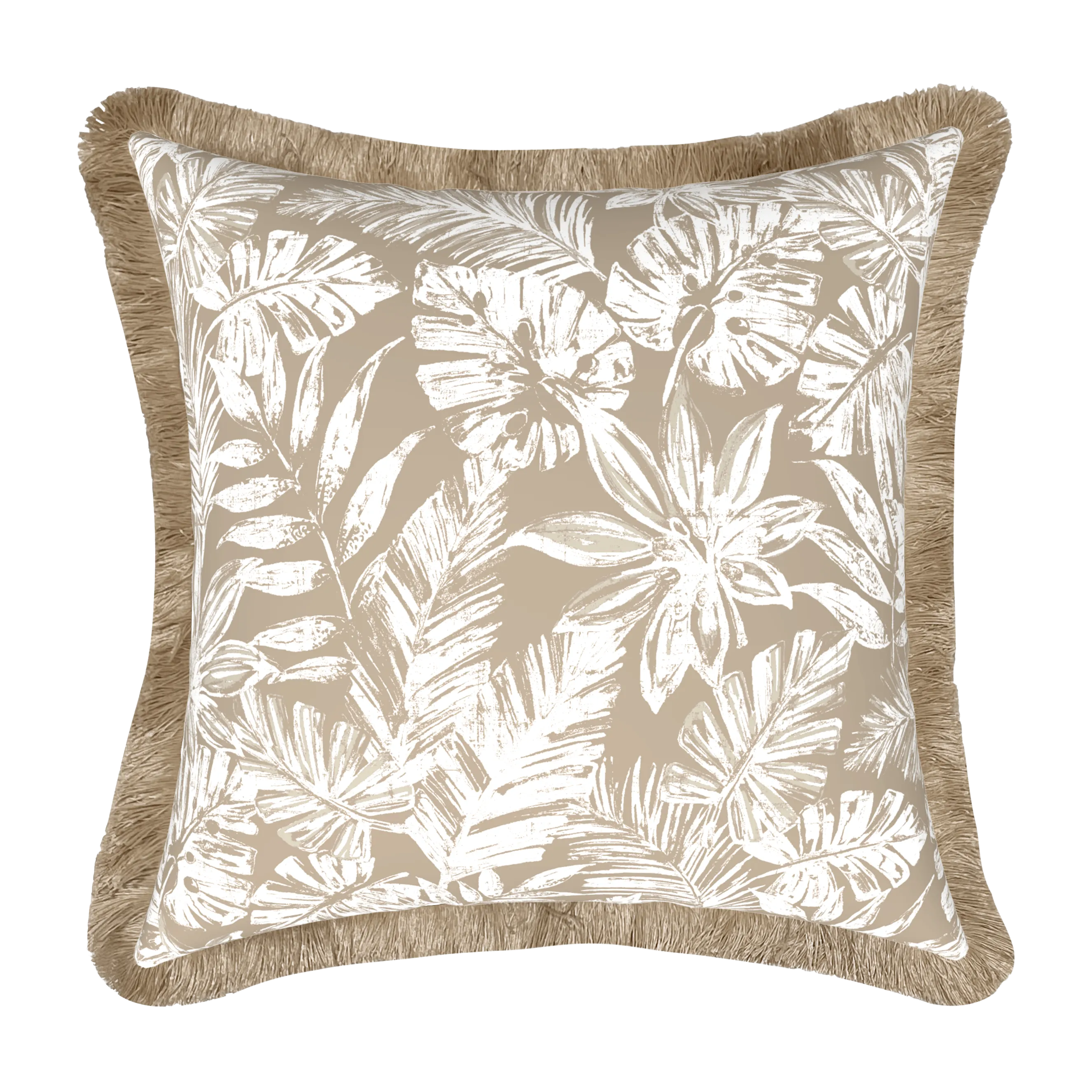 Tahiti Natural Escape - 50x50cm Fringed Outdoor Cushion