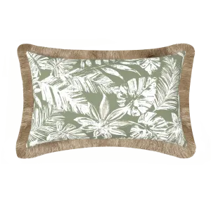 Tahiti Sage Escape - 30x50cm Fringed Outdoor Cushion