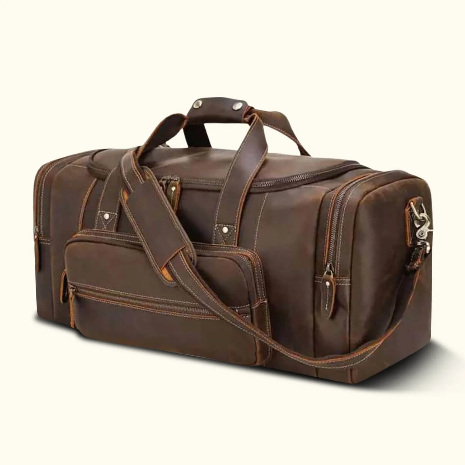 The Sabre Tooth – Men’s Vintage Leather Travel Duffle Bag