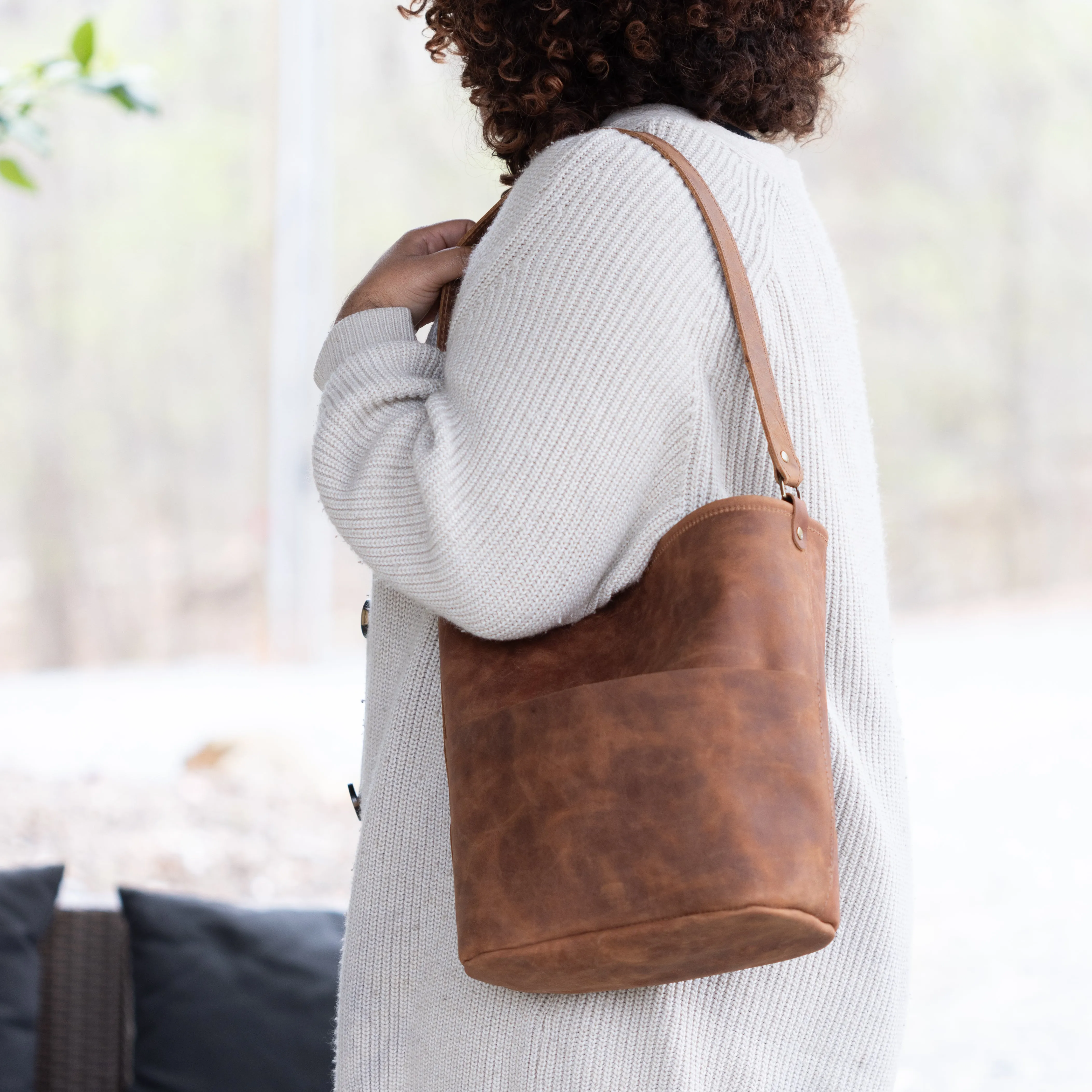 The Sophia Tote in Rustic Brown