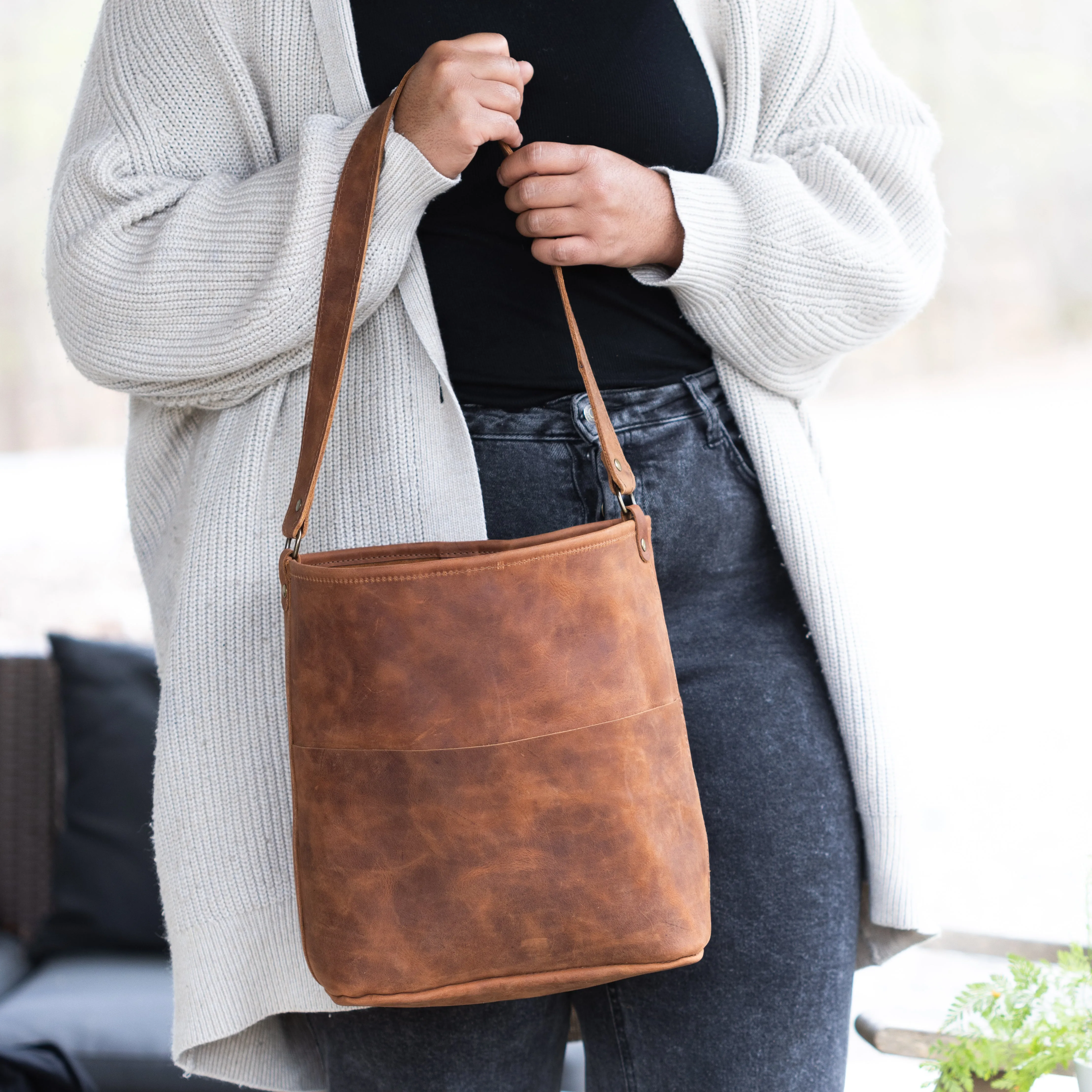 The Sophia Tote in Rustic Brown