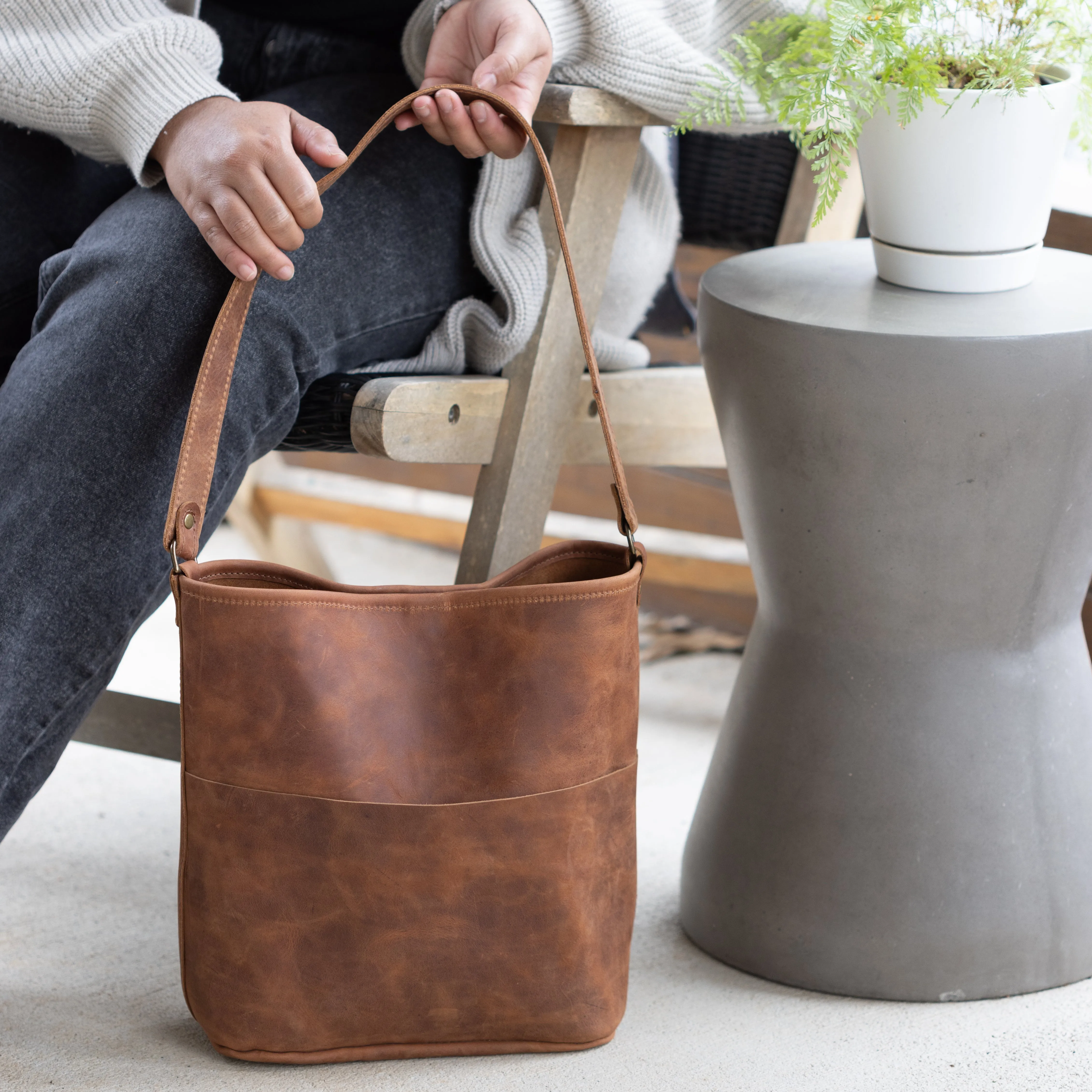 The Sophia Tote in Rustic Brown