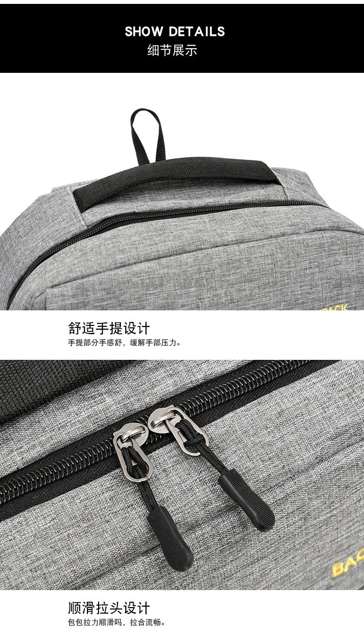 Three-piece men's large sports travel bag with nylon backpack