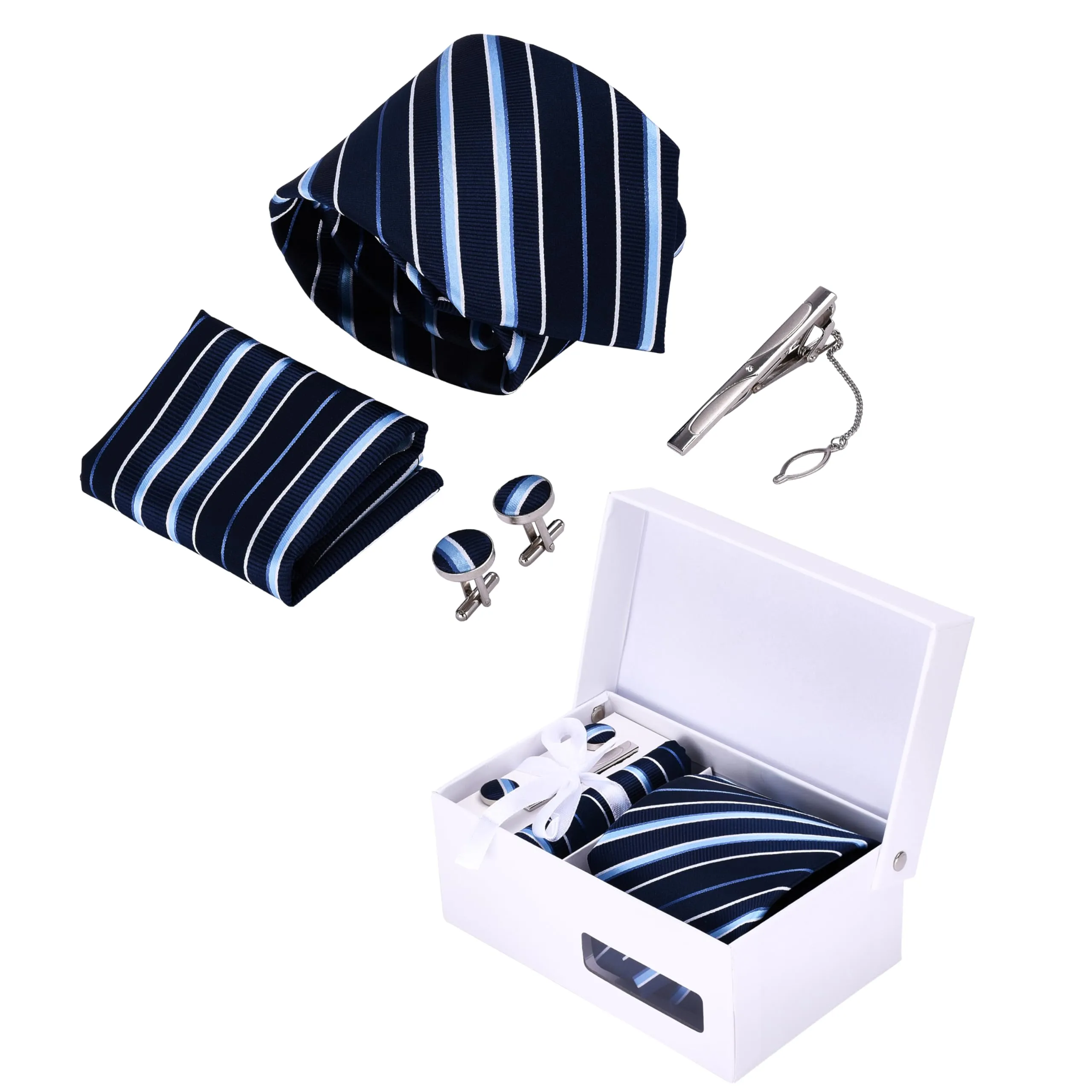 Tie Clip And Cufflink Sets For Men - Includes Men'S Tie, Gentleman'S Scarf