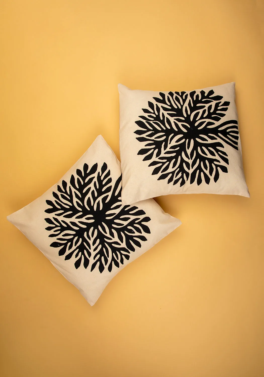 Tropical Tranquility Applique Work Cotton Cushion Cover