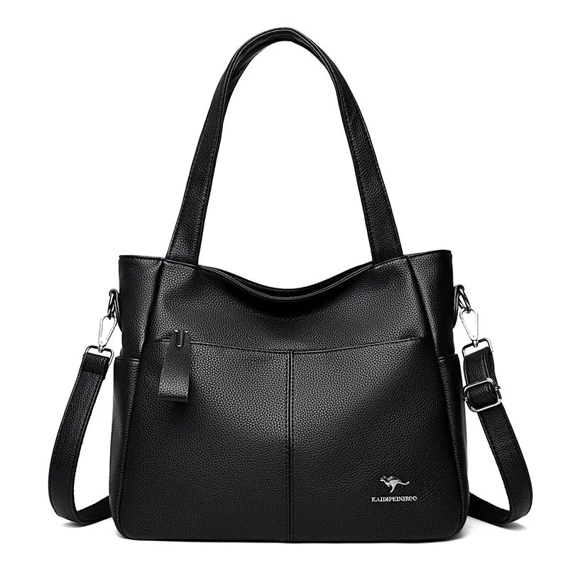 Versatile large-capacity genuine leather bag for women new casual handbag middle-aged mother single shoulder crossbody bag