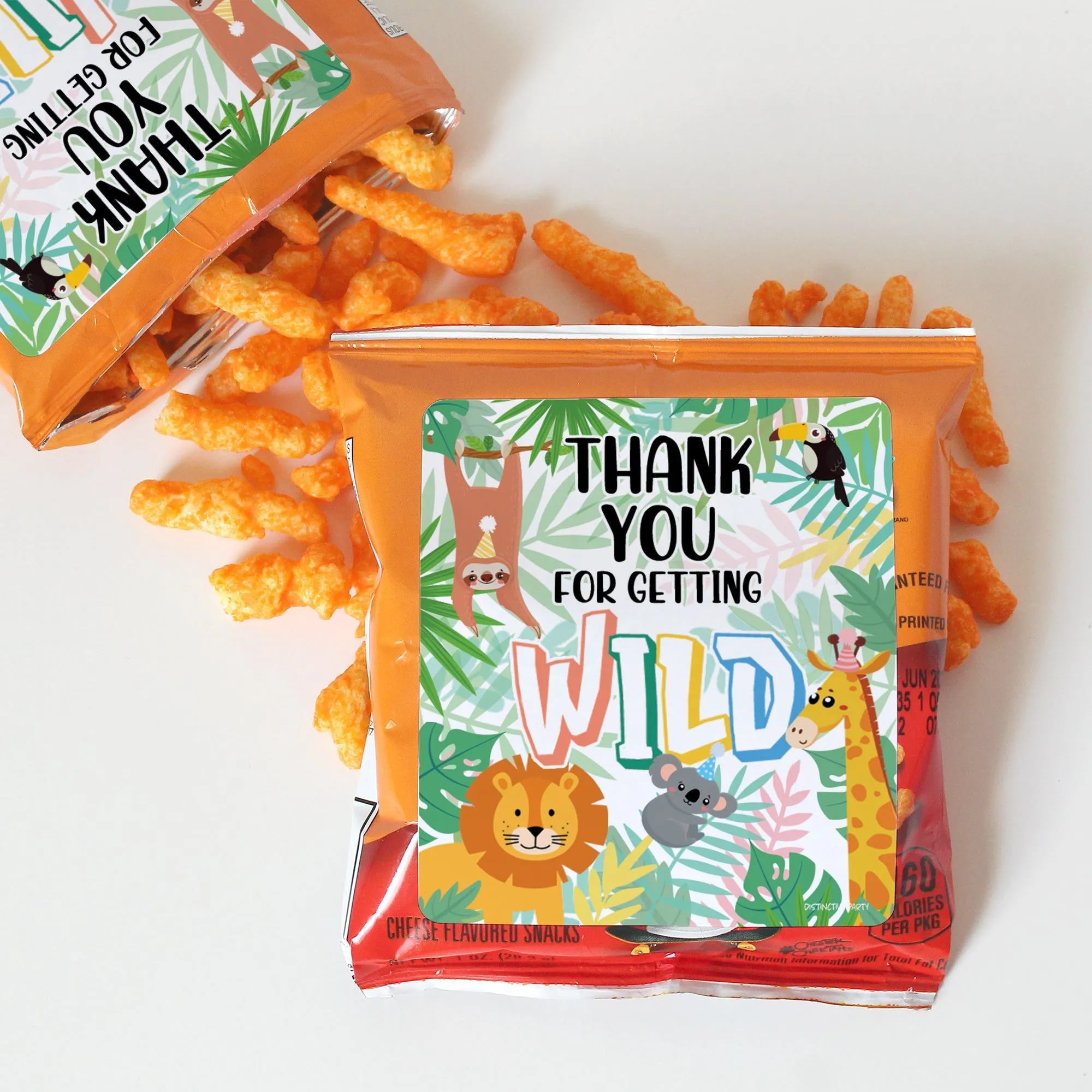 Wild Jungle: Kid's Birthday - Chip Bag and Snack Bag Stickers - 32 Pack