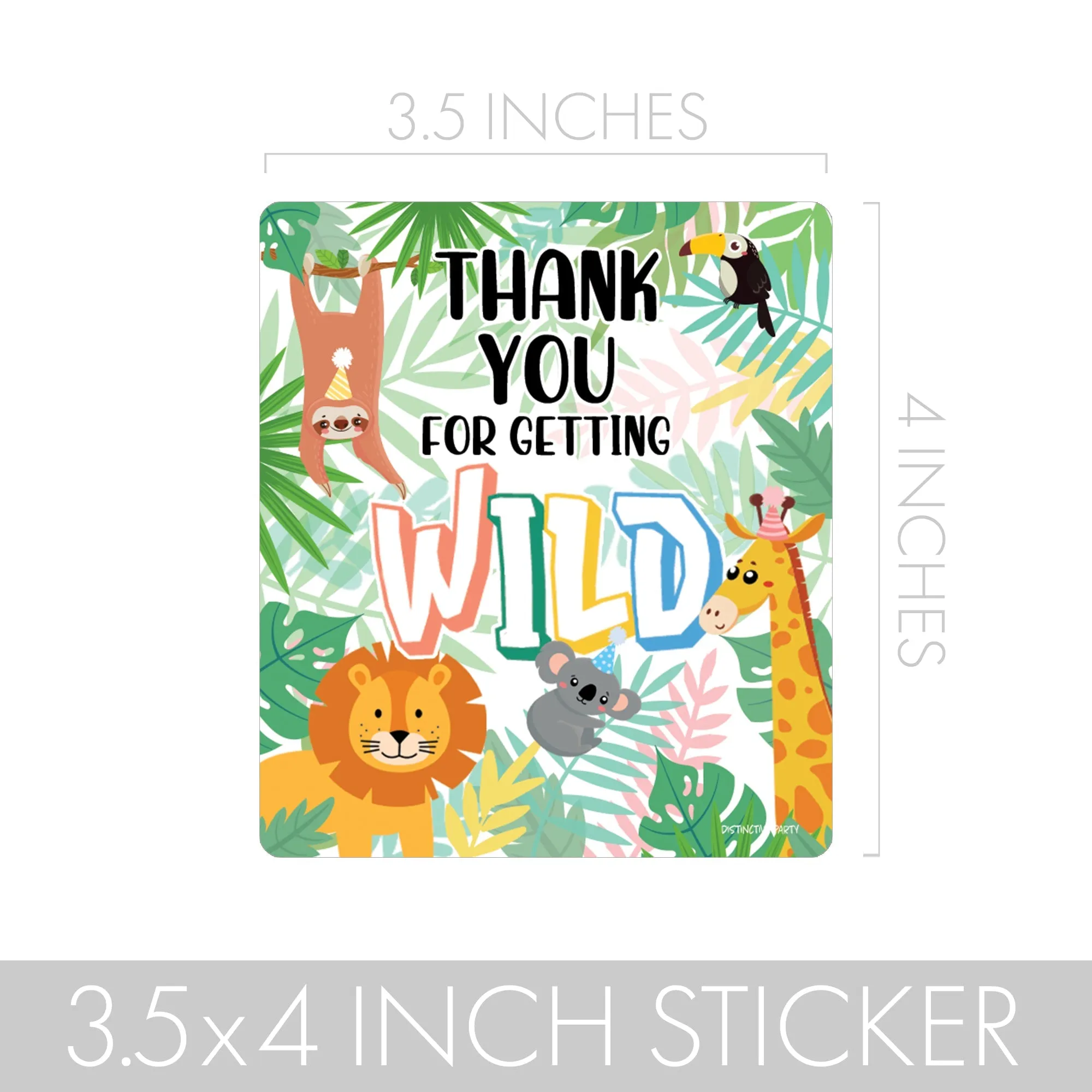 Wild Jungle: Kid's Birthday - Chip Bag and Snack Bag Stickers - 32 Pack