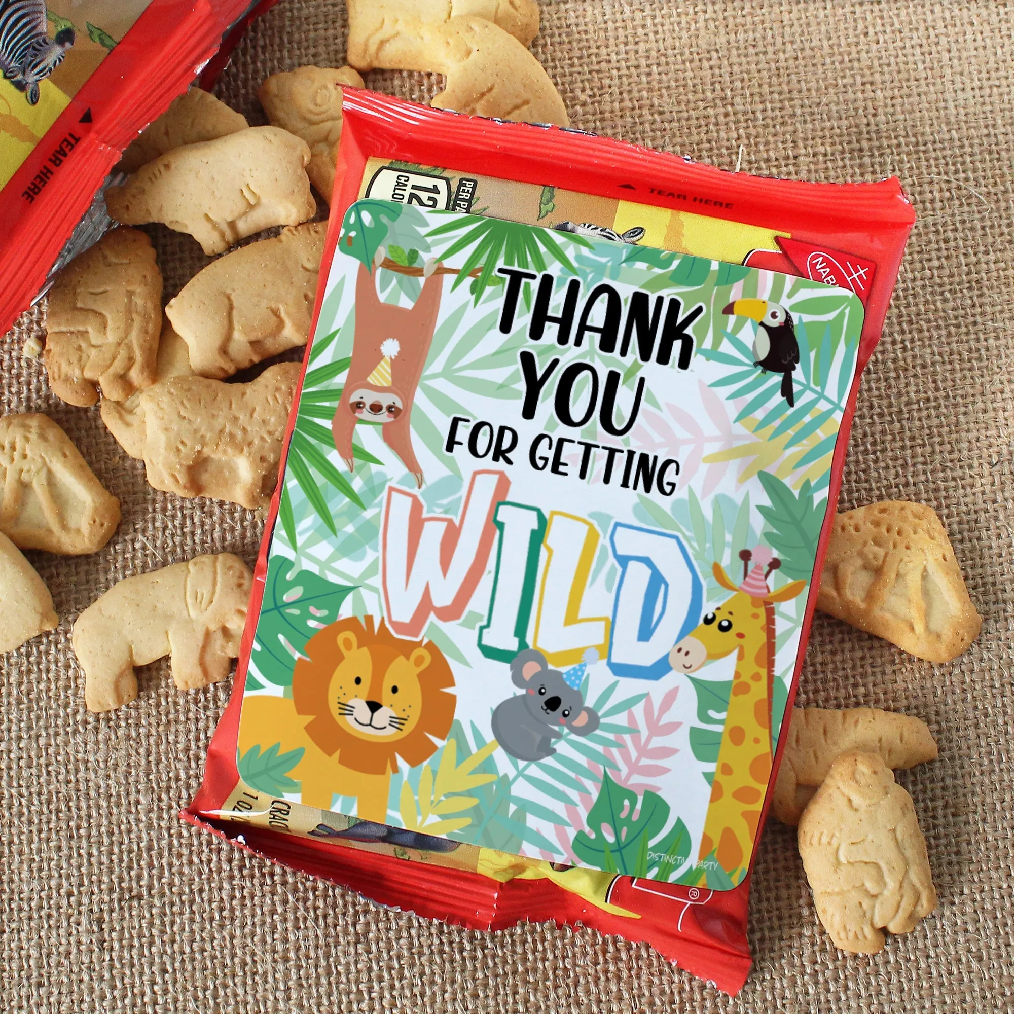 Wild Jungle: Kid's Birthday - Chip Bag and Snack Bag Stickers - 32 Pack